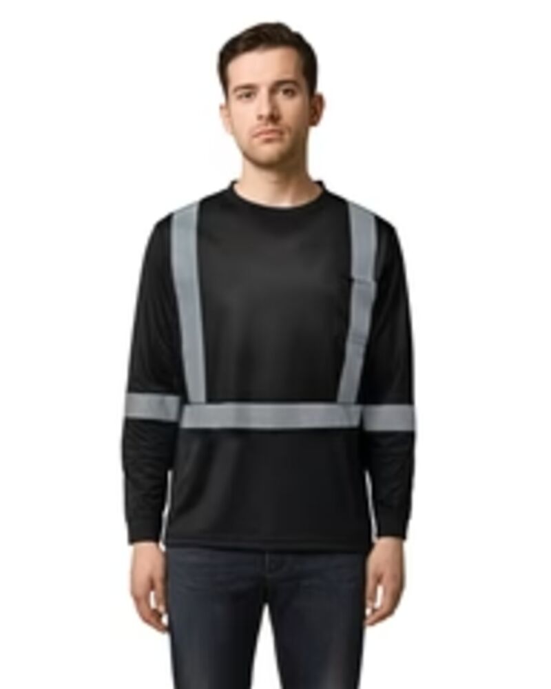 Long Sleeve Hi-VIS T-Shirt with Segmented Stripes Thumbnail