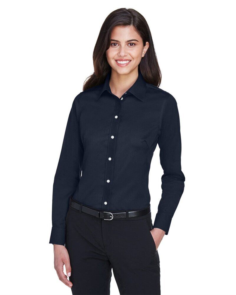Women's Crown Collection® Solid Stretch Twill Woven Dress Shirt Thumbnail
