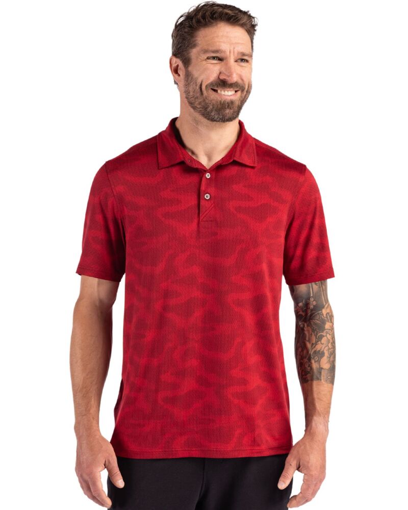 Cutter & Buck Coastline Recycled Double Peached Camo Print Mens Polo Thumbnail